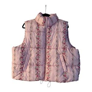 No Boundaries Pink Floral Puffer Vest